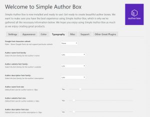 Impostazioni plugin Simple Author Box di WordPress