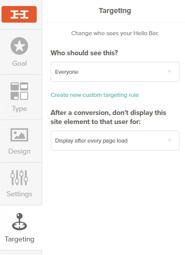 Targeting Hello Bar Targeting Hello Bar